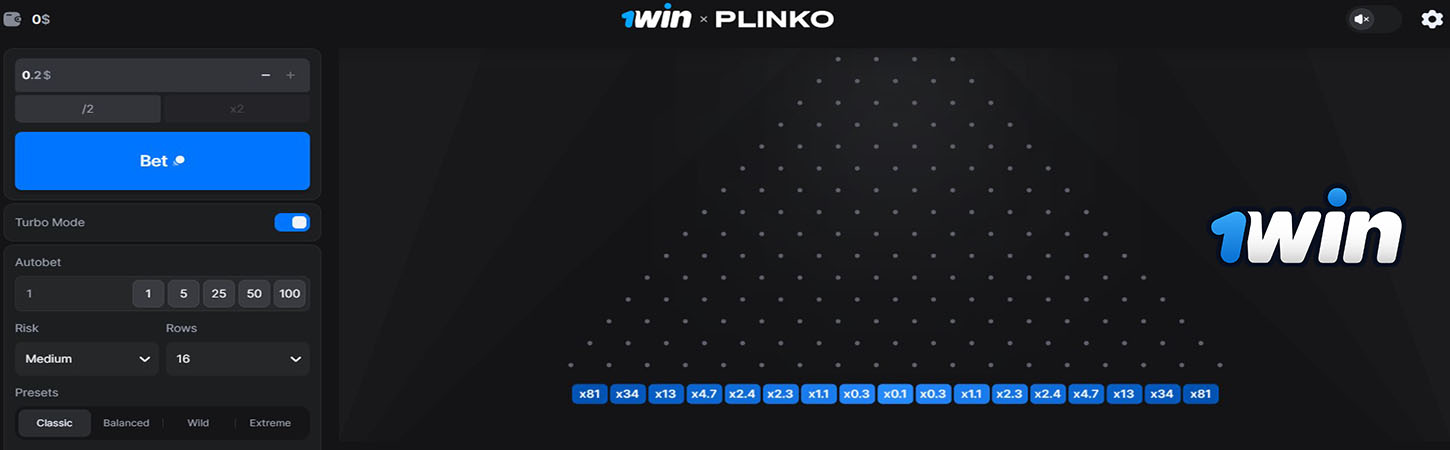 Plinko game 1win.